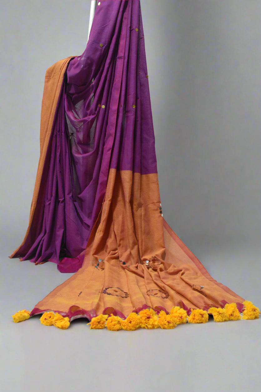 Ginni Work Khadi Cotton Saree